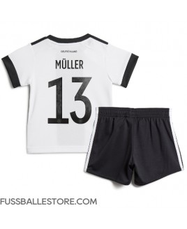 Günstige Deutschland Thomas Muller #13 Heimtrikotsatz Kinder WM 2022 Kurzarm (+ Kurze Hosen)